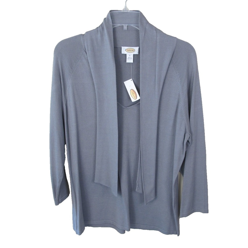 Talbots Long Sleeve Gray Pullover Drape Front Top Women's Large